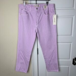AMO Tomboy Crop Pant Women 32 Lilac Relaxed Tapered Jeans Anthropologie, NWT